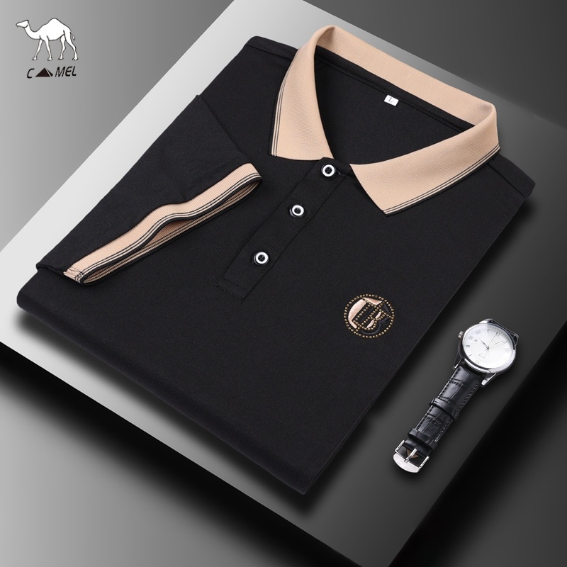 Áo polo Tay Ngắn Dáng Rộng Mỏng Thoáng Khí Thêu Họa Tiết Thời Trang Mùa Hè Cho Nam Trung Niên