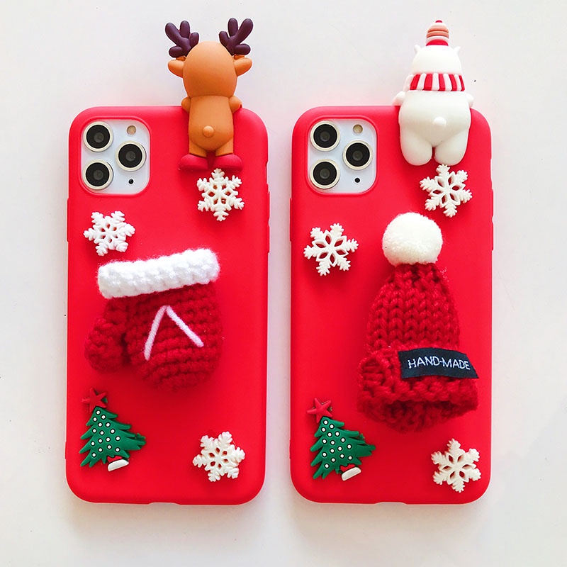 Vỏ DIY Cho Samsung Galaxy A53 A33 A13 4G 5G A24 A23 A81 Note 20 Ultra 10 Lite 10 Plus Giáng Sinh Ông Già Noel Tay Người Tuyết Mũ Cây Nai Sừng Tấm 3D Búp Bê Tpu Vỏ Điện Thoại