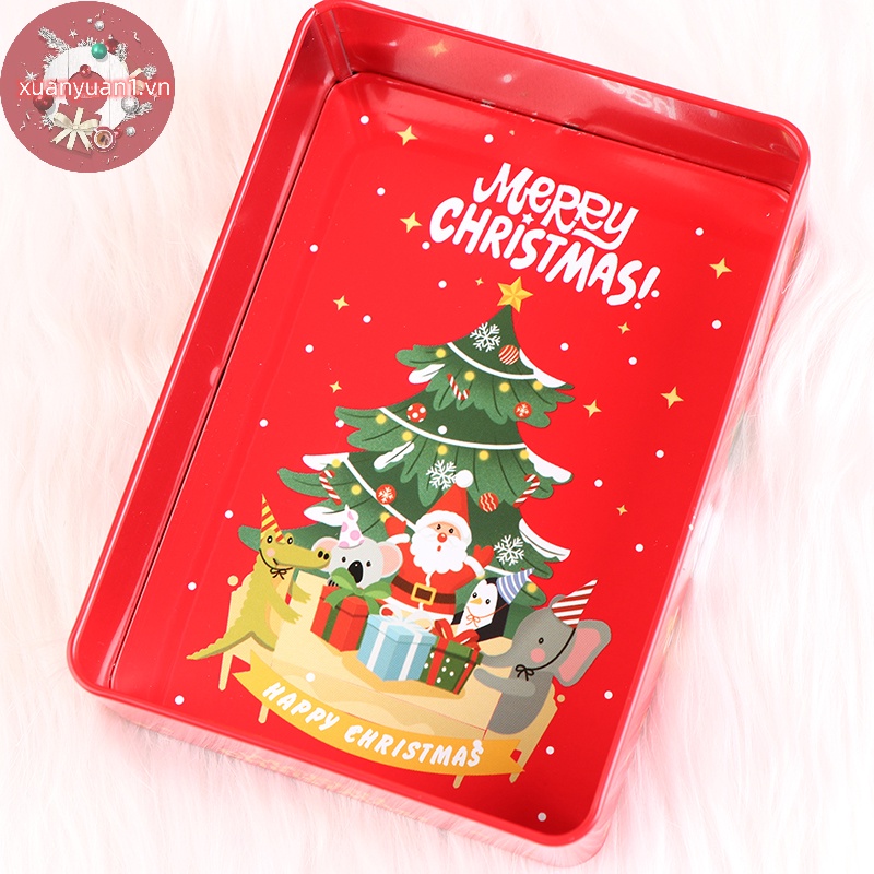 1 Hộp Thiếc mini Đựng Kẹo / Trang Sức / Bánh Quy Phong Cách Giáng Sinh