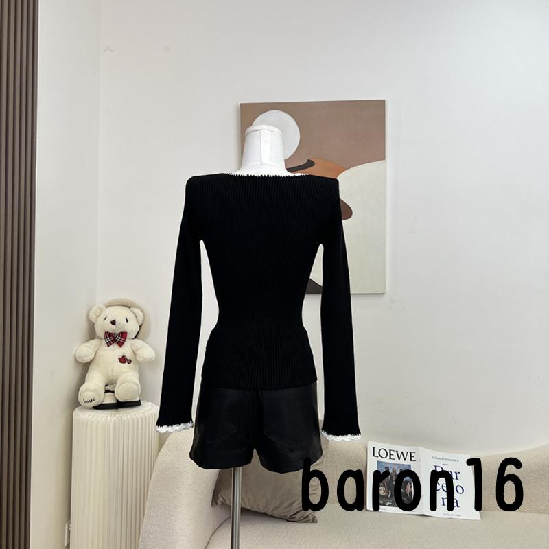 Áo Len Tay Dài Cổ Tròn Phối Màu Thời Trang Vải Dệt Kim Cho Nữ