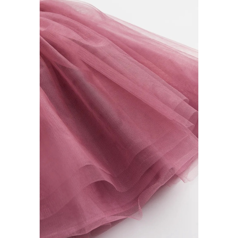 Đầm thun tím hồng trơn phối voan hàng H&M xuất xịn