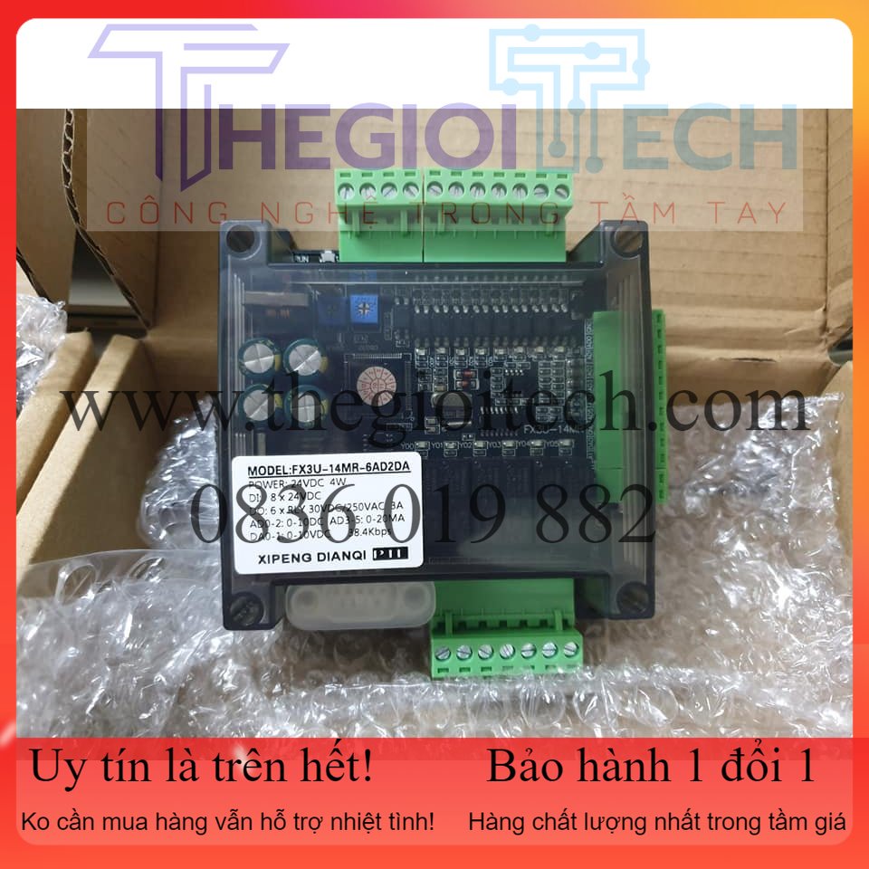 Board Mạch lập trình PLC Mitsubishi FX3U FX2N FX1N 14MR 16MR (6 Out Relay) FK3U-14MR 6AD2DA PTL LE3U
