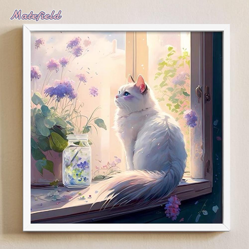 Bộ Dụng Cụ Thêu Tranh Chữ Thập 18ct Hình Mèo Và Hoa Bằng cotton Thân Thiện Với Môi Trường