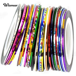 Cuộn 20m / 10 màu băng keo dán móng tay nghệ thuật wismar 10 màu sắc