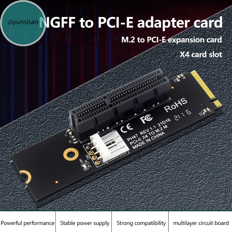Ziyunshan Mới Nhất ngff m.2 Sang pcie 4x m2 m key to pci-e x4 Có Đèn led Chỉ Báo Nguồn sata Cho bitcoin miner vn