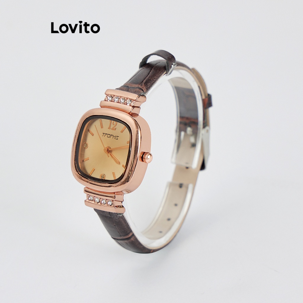 Đồng hồ quartz Lovito cơ bản màu trơn thường ngày cho nữ L69AD049 (Màu nâu)