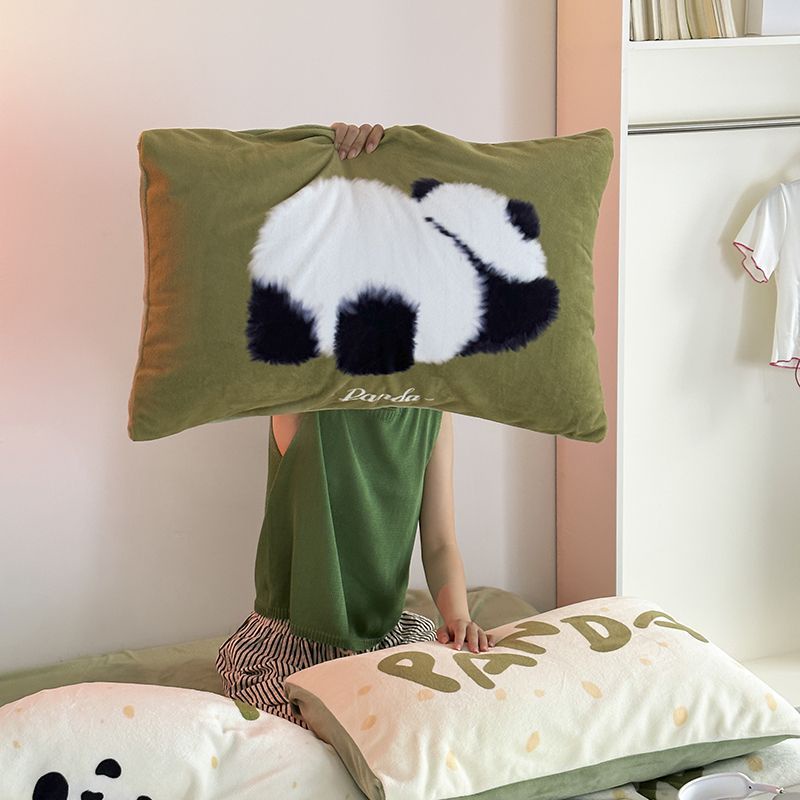 Dễ Thương Vỏ Gối Lông Cừu San Hô Dày Dặn Ấm Áp Họa Tiết Hoạt Hình Đáng Yêu