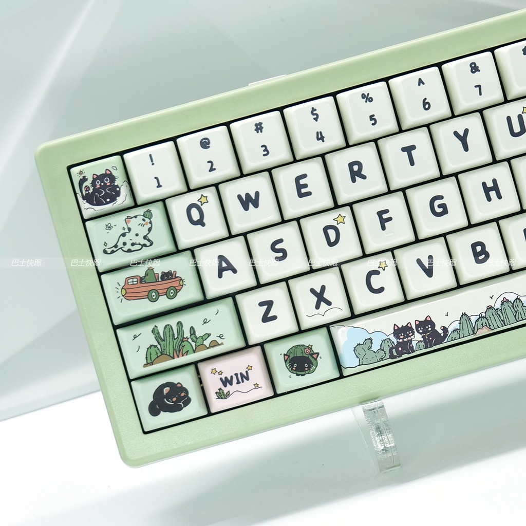 Cactus Cat Keycaps MDA Profile dễ thương PBT Dye Sub Bàn Phím Cơ Keycap