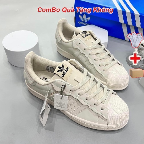 Giày Adidas Superstar Das Sò 3 Màu Kem, Hồng, Xanh, Giày thể thao Adidas Sò Trắng bản cao cấp