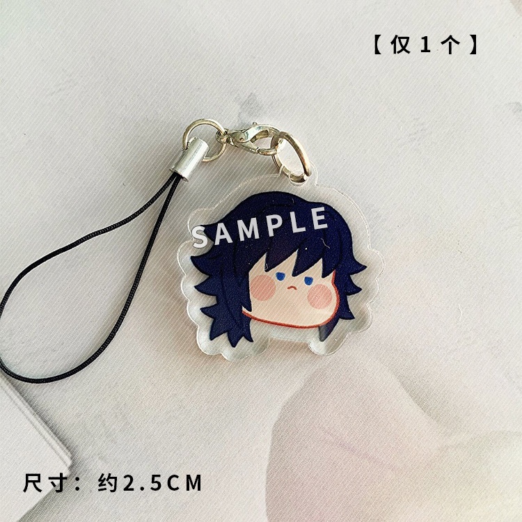 Dây treo Điện Thoại Di Động KIMETSU NO YAIBA CHIBI FACE Tanjiro Nezuko Zenitsu Muichiro Giyuu Inosuke móc khóa anime