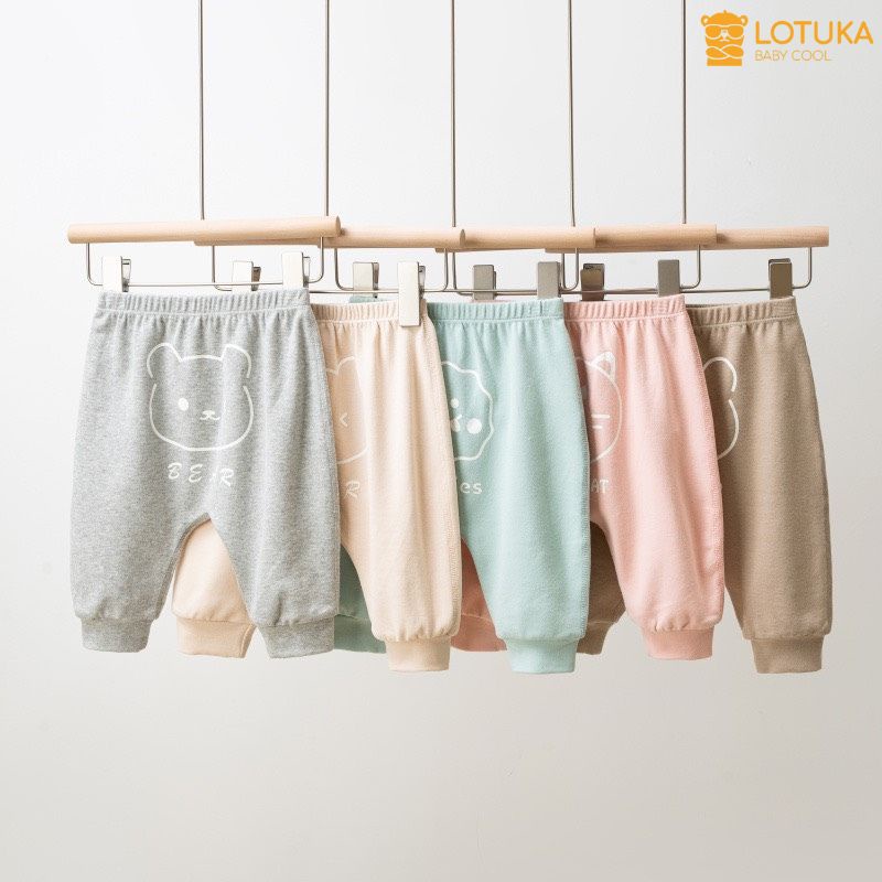 Quần Dài LOTUKA, Quần Lông Nhung Cao Cấp Ấm Áp Có Hình In Mông Cho Bé Mùa Thu Đông Size 3-12kg