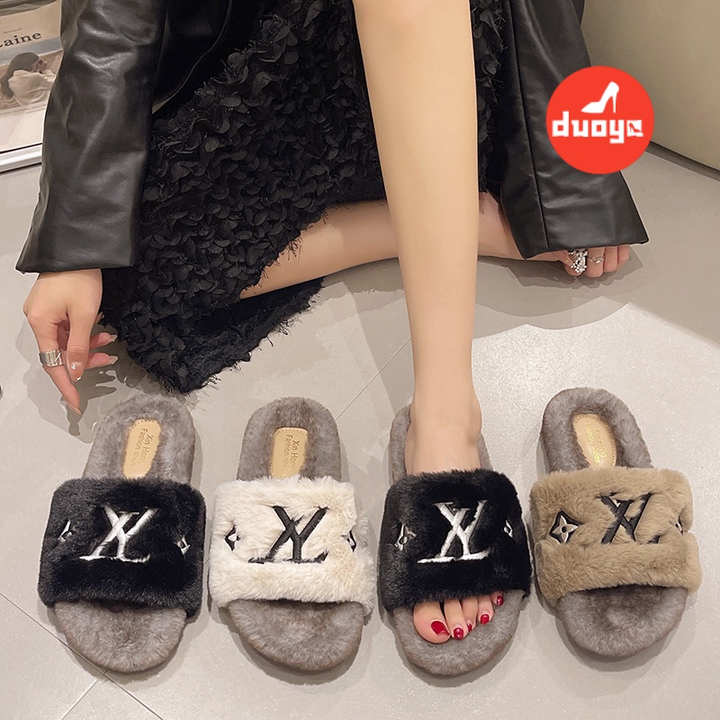 Dép Lông Cừu Đế Dày Thời Trang Thu Đông Hàn Quốc Cho Nữ