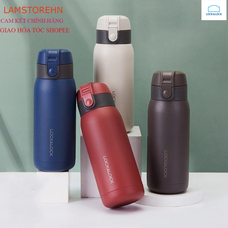 Bình Giữ Nhiệt Lock&Lock Chubby Tumbler LHC3233 370ml Có Dây Treo, Chất Liệu Thép Không Gỉ, Mở Nắp Bằng 1 Tay