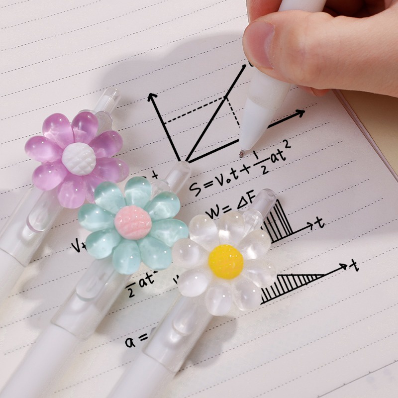 Bút Bi Nhấn Mực Đen / Bút Kí Tên Hình Hoa Hướng Dương mini Hàn Quốc Đáng Yêu Cho Văn Phòng / Trường Học