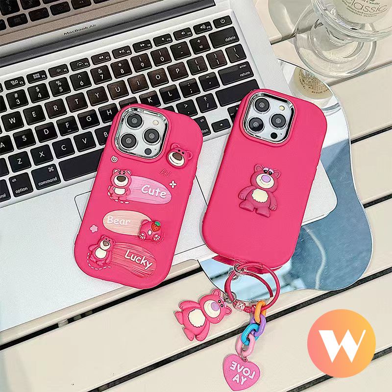 Dễ Thương Ốp Điện Thoại Mềm Mạ Kim Loại Hình Gấu 3d Cho iphone 15 11 13 14 12 pro max xr 8 7 plus x xs max