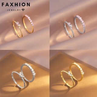 Faxhion Đơn Giản Cubic Zircon Bộ Nhẫn Trái Tim Có Thể Điều Chỉnh Nhẫn Vàng Cho Nữ Không Gây Dị Ứng Phụ Kiện Trang Sức