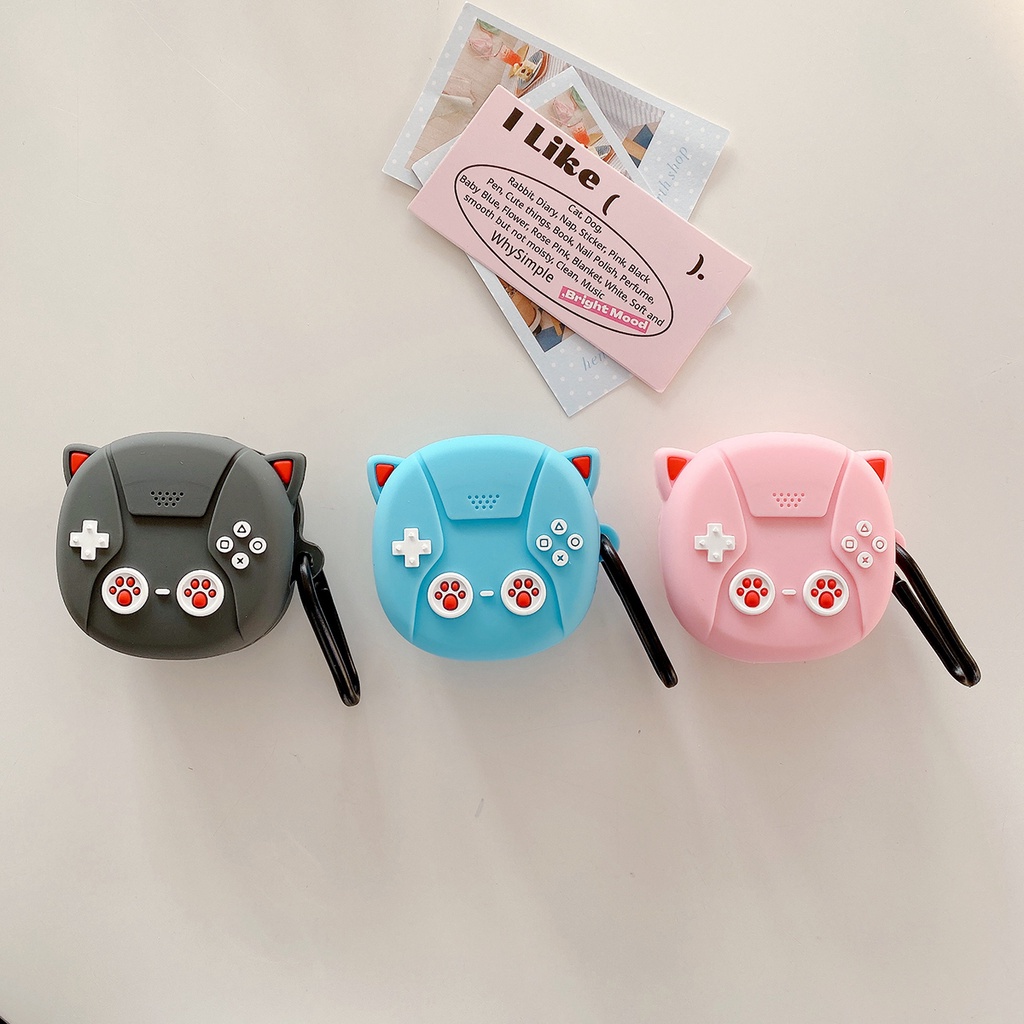 Vỏ Bảo Vệ Hộp Sạc Tai Nghe samsung galaxy buds pro & buds live & buds fe 3d Bằng Silicon Chống Sốc Hình Tai Mèo Dễ Thương