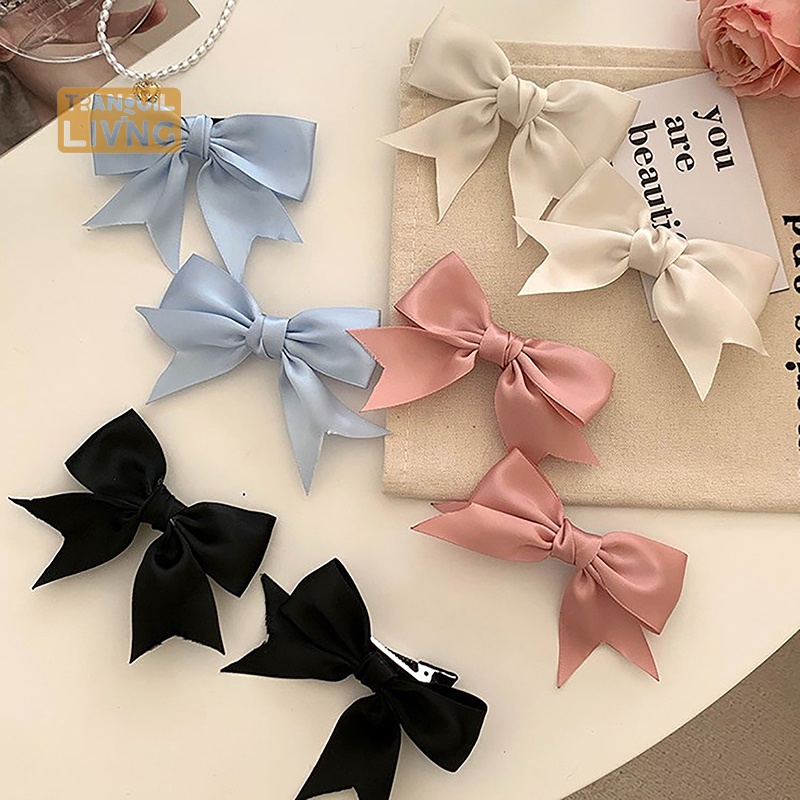 Kẹp Tóc Đính Nơ sa Thanh Lịch Cho Nữ kawii barrettes Dễ Thương Truy Cập