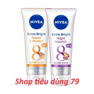 Serum dưỡng thể trắng da Nivea Extra Bright Repair & Protect | Extra White Night Nourish 180ml