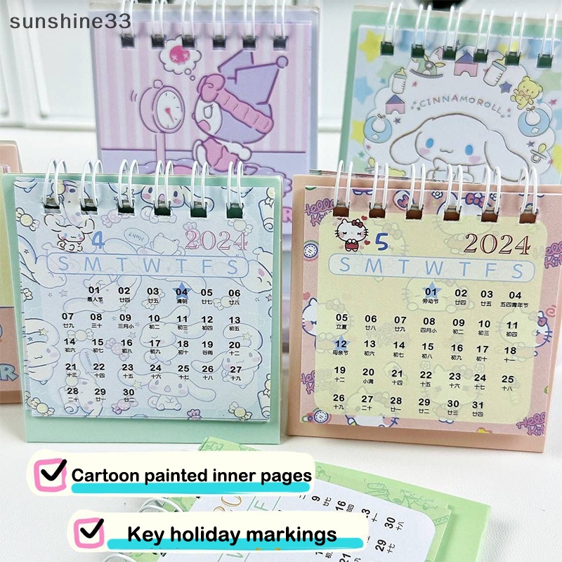 SANRIO Lịch Để Bàn Năm 2424 Họa Tiết Hoạt Hình kuromi hello kitty Đáng Yêu
