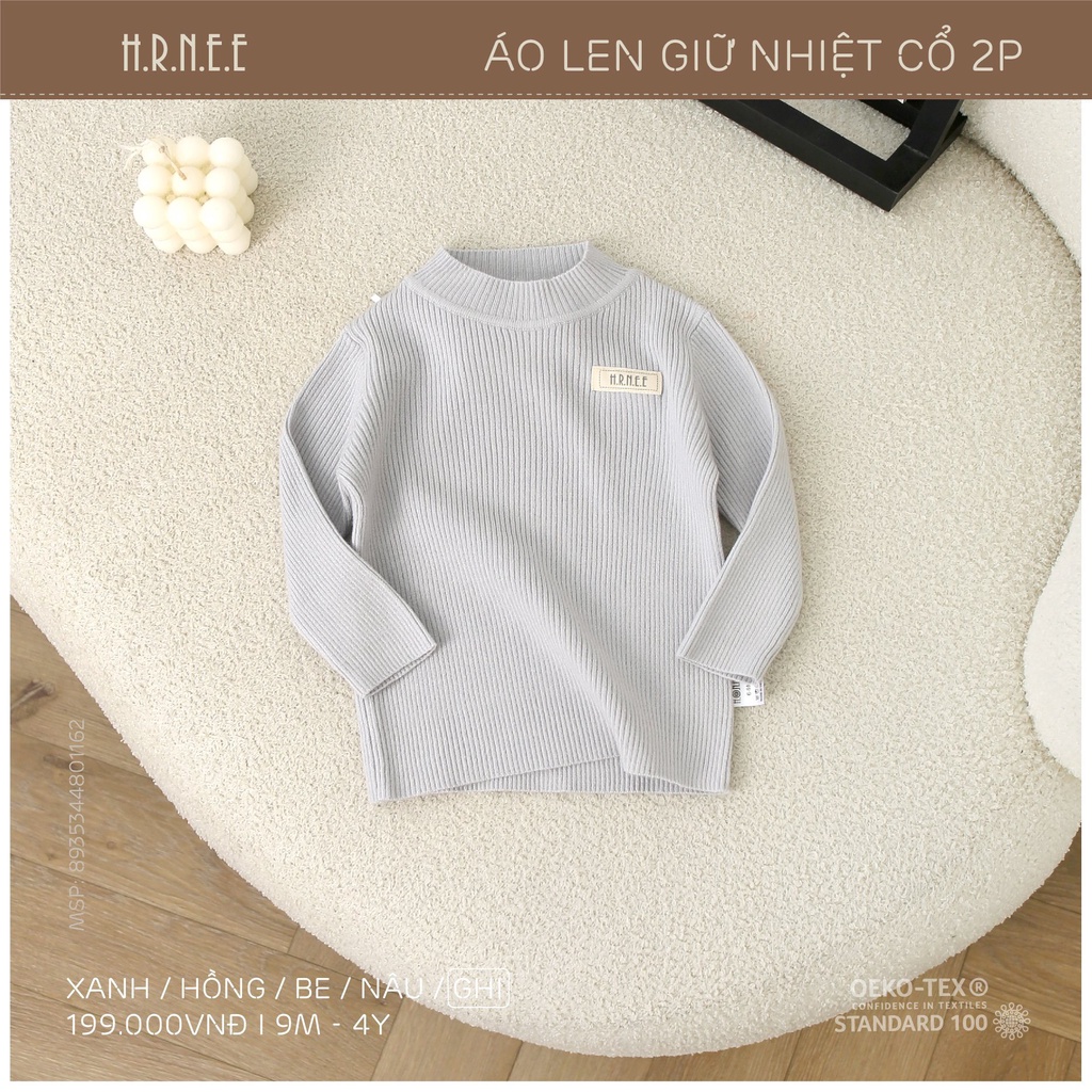 Áo len giữ nhiệt cổ 2p Hrnee cho bé trai, bé gái