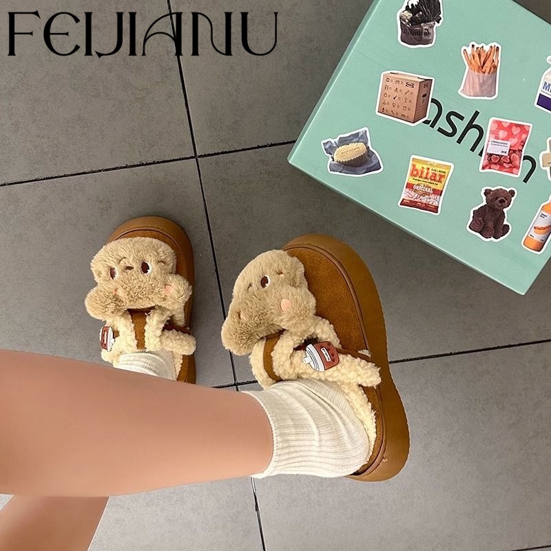FEIJIANU  Dép bông Dép Lông đi trong nhà Thoải Mái Thời Trang Mùa Hè Cho Nữ Thấm hút mồ hôi FDL23B0L3E 46Z231115