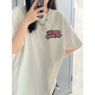 Áo thun nữ form rộng cotton 100% cổ tròn in basic GUGUNO (A)