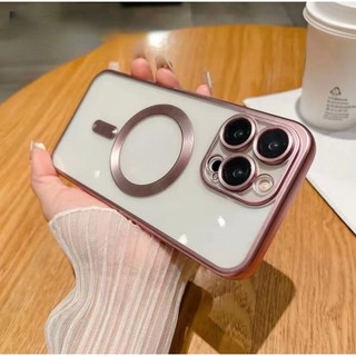 Ốp Điện Thoại Từ Tính Trong Suốt Mờ Sang Trọng Cho iPhone 15 Pro Max 14 Plus 13 12 11 Vỏ Silicon Có Bảo Vệ Ống Kính Máy Ảnh Ốp Lưng Mềm Chống Sốc iPhone