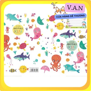 Combo 10 Bìa bao vở bao tập có sẵn bìa kiếng và nhãn tên hoạt hình dễ thương và ca-rô đơn giản