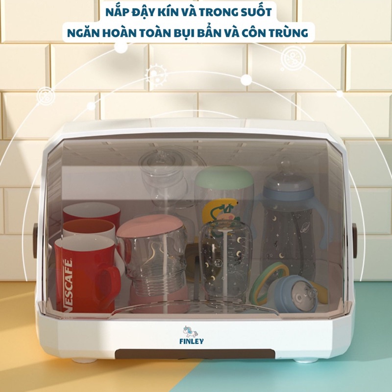 Khay úp bình sữa cho bé - Khay úp cốc ly, chén dĩa FINLEY Smart 3 màu, giá úp bình sữa, bát đĩa có nắp đậy