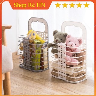 Giỏ nhựa đựng quần áo và đồ dùng sinh hoạt treo tường có thể gấp gọn - Shop Rẻ HN