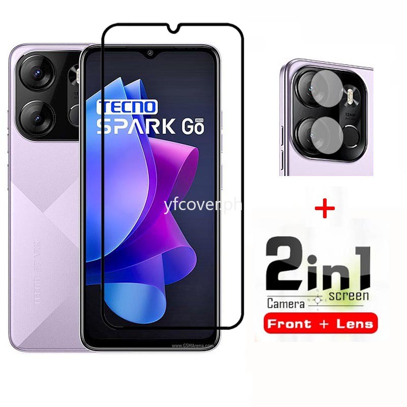 Kính cường lực Tecno Spark Go 2024 cho Tecno Pova 5 4 Pro 3 2 Spark 10 Pro 10C 6 Go 2023 Bảo vệ màn hình 2 trong 1 Phim thủy tinh ống kính máy ảnh