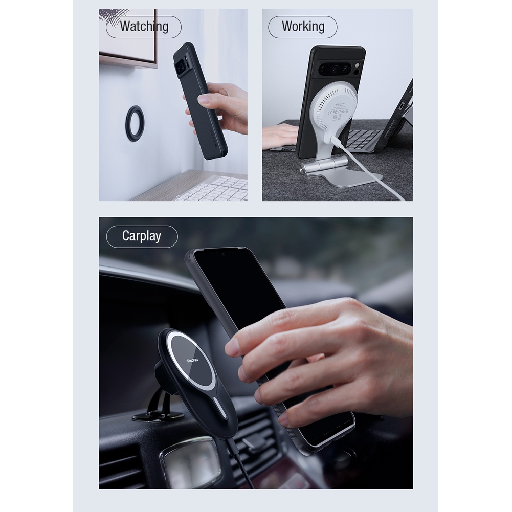 Nillkin Ốp Điện Thoại tpu + pc Siêu Mỏng Bề Mặt Nhám Chống Sốc Chống Dấu Vân Tay Cho google pixel 8 pro