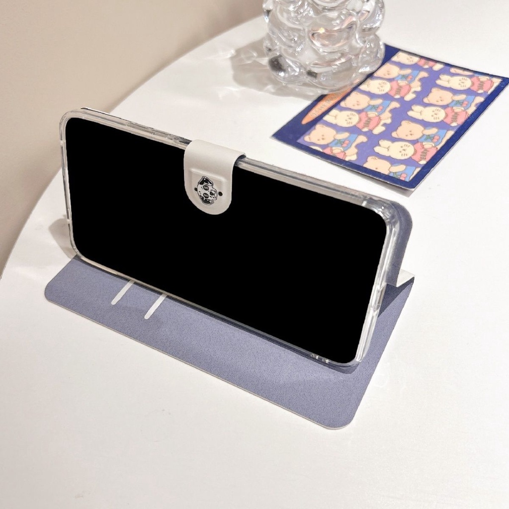 Bao Da Điện Thoại Nắp Lật Kiêm Giá Đỡ Có Ngăn Đựng Thẻ Hình Chú Cún Cho apple 15 1413promax xr / xsmax / 87plus