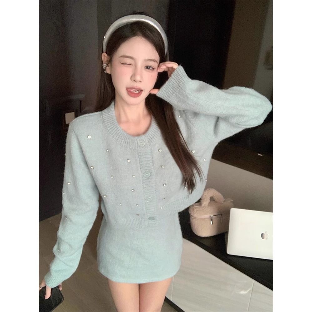 Áo sweater Dệt Kim Ngắn Tay Dài Eo Cao Thời Trang Thu Đông 2023 Mới