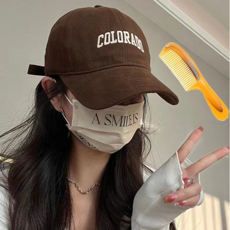 Mũ Lưỡi Trai Màu Nâu Thêu Họa Tiết Phong Cách Hàn Quốc Thời Trang Cho Nữ