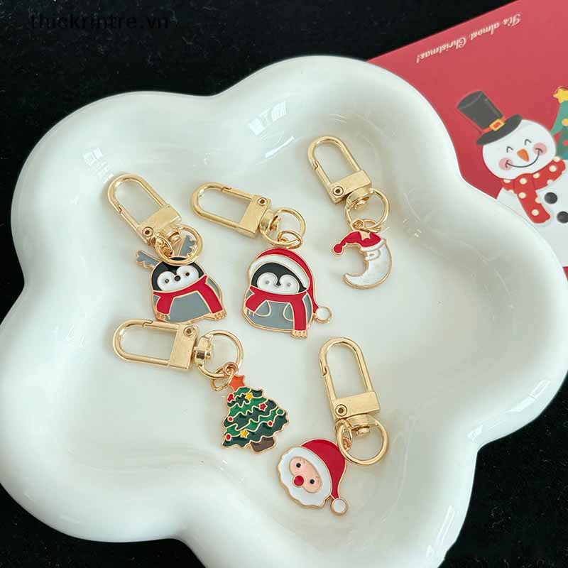 Th kawaii Móc Khóa Hình Ông Già Noel Chim Cánh Cụt Hoạt Hình Dễ Thương Trang Trí Ba Lô Đi Học / Tiệc Giáng Sinh vn