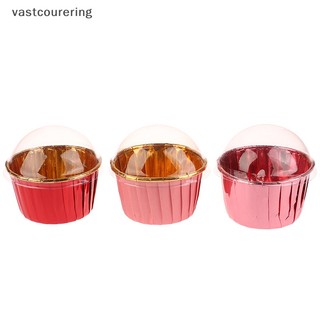Set 10 cốc giấy làm bánh cupcake có nắp đậy tiện dụng