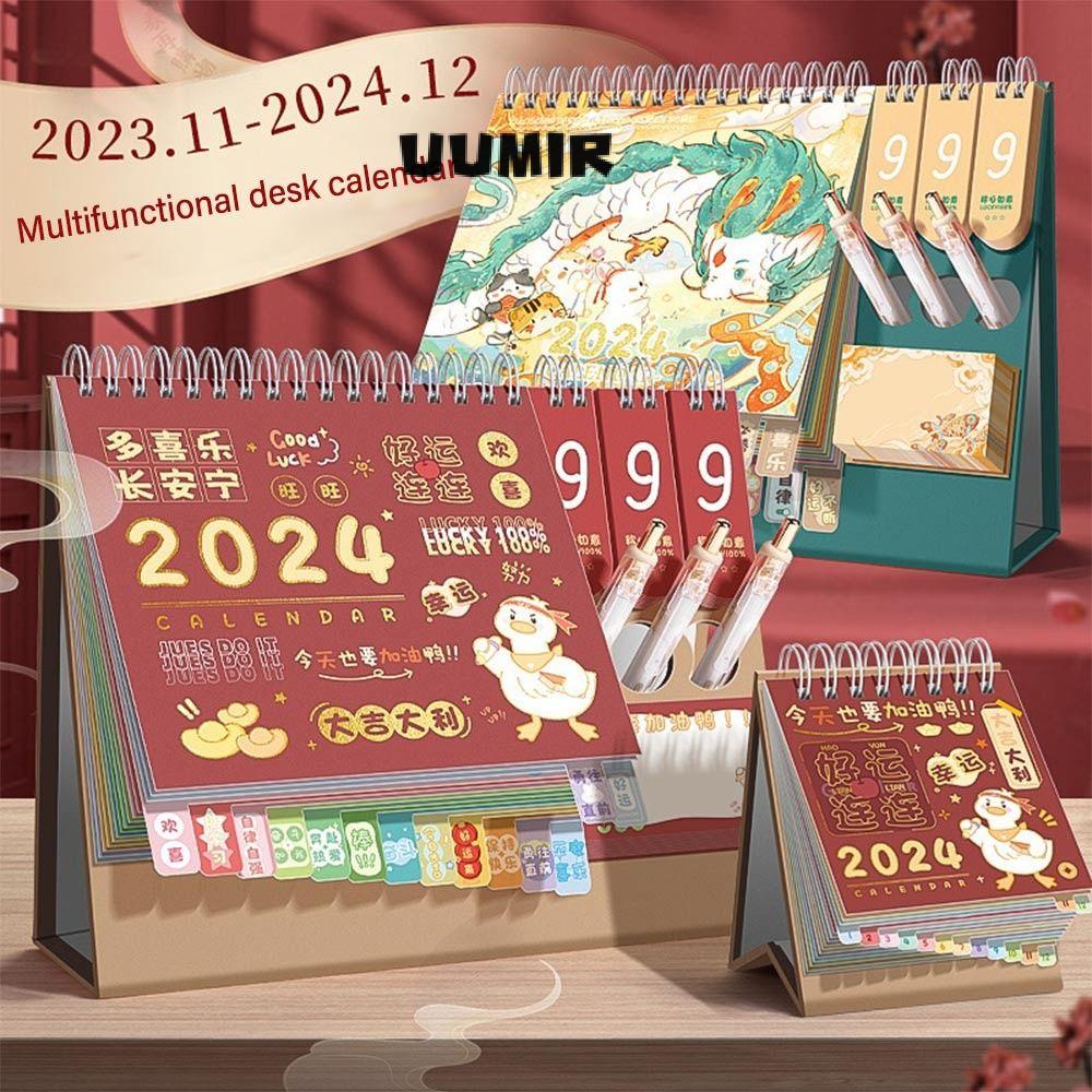 UUMIR Lịch Để Bàn 2023- Ngày Tháng Năm 2024 / Tháng Năm 2024 In Chữ Tiếng Anh Đơn Giản