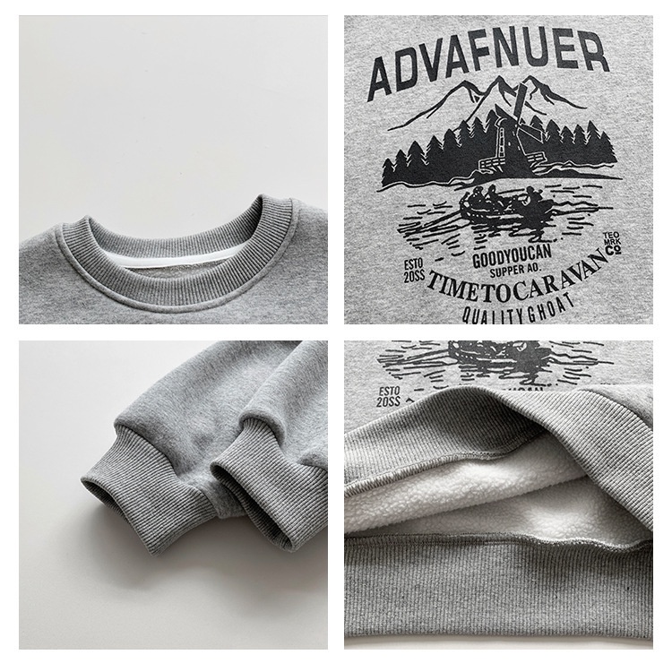 Áo Thun Sweater Chui Đầu Dáng Rộng Cỡ Lớn 120-170cm In Chữ Thời Trang Xuân Thu Cho Bé Trai