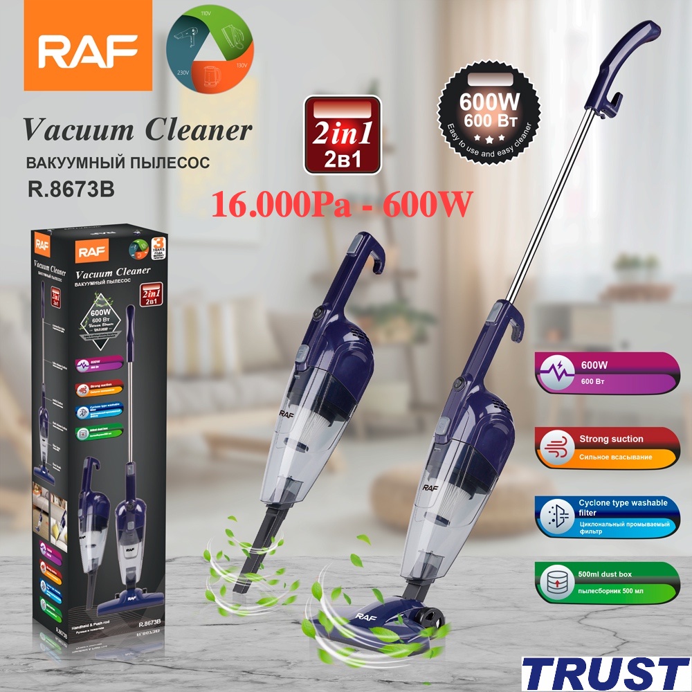 Máy hút bụi cầm tay 16.000Pa RAF R.8673 2 màu Xanh/Trắng gia đình gia dụng 2 in1 đa năng Chính Hãng
