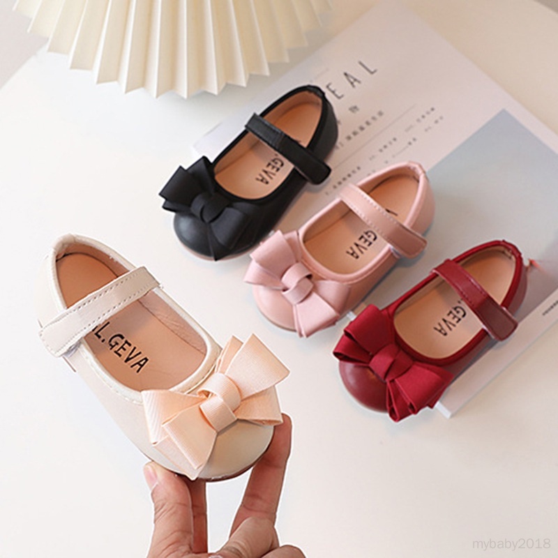 Giày Búp Bê Đế Mềm Chống Trượt Đính Nơ Xinh Xắn Cho Bé Gái