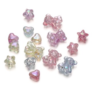 St.kunkka Set 10 Hạt Xỏ Lỗ Hình Hoa / Gấu / Ngôi Sao Nhiều Màu Sắc Làm Trang Sức Thủ Công
