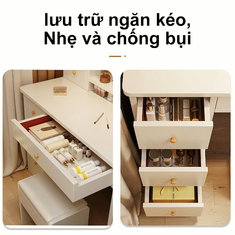 Bàn trang điểm đa năng Kèm gương tròn Tủ lưu trữ Tiết kiệm diện tích Cho phòng ngủ 𝙎𝙐𝙉𝙉𝙔 𝘽𝙄𝙀𝙍𝙀 | BigBuy360 - bigbuy360.vn