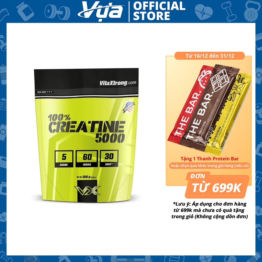 Bột VitaXtrong - Pure Creatine 5000  - Tăng Cơ, Nâng Cấp Sức Mạnh, Hỗ Trợ Phục Hồi - Chính Hãng