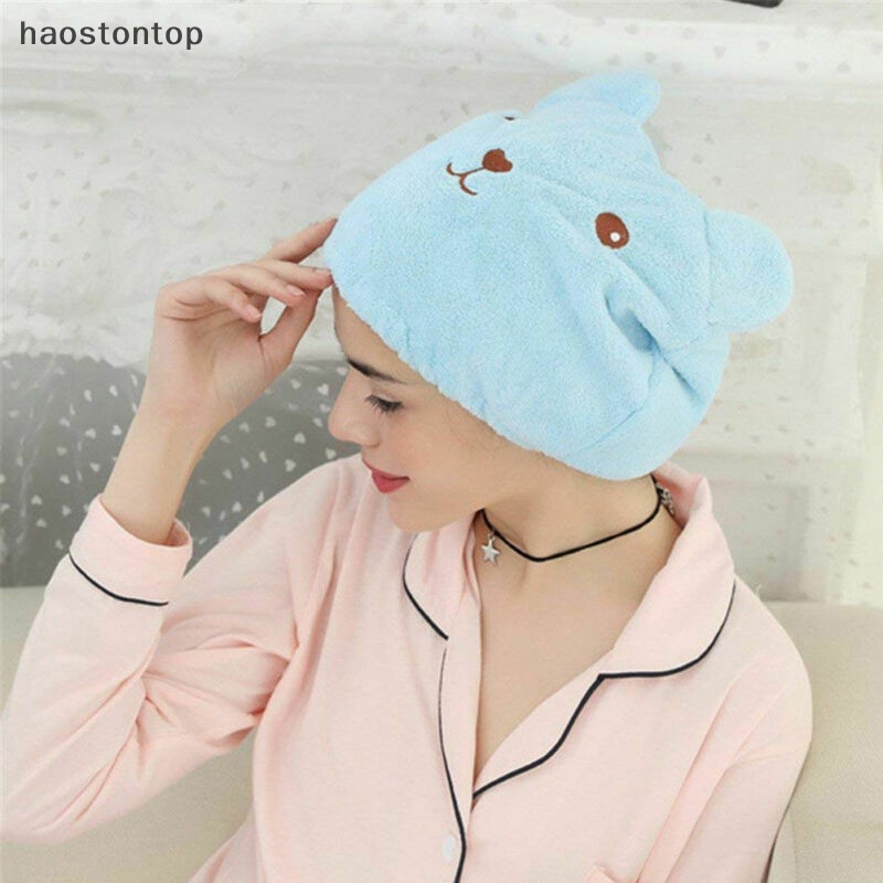 Haostontop Mũ Tắm Quấn Tóc Nhanh Khô Bằng Sợi Siêu Nhỏ Hình Mèo Đáng Yêu vn