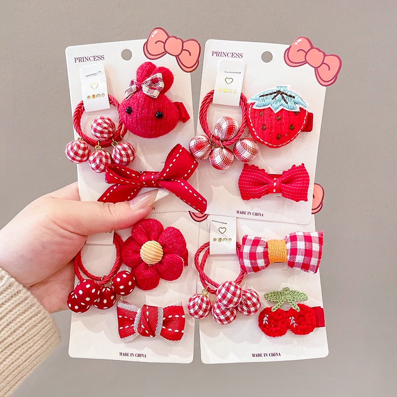 Set 3 Kẹp Tóc Nơ Xinh Xắn Đáng Yêu Mừng Năm Mới Cho Bé Gái