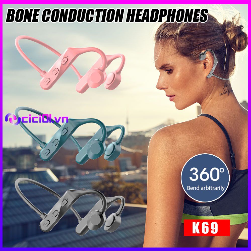 Tai Nghe Dẫn Truyền Xương Phổ Thông K69 Tai Nghe Thể Thao Không Dây âm Thanh Nổi Dành Cho Máy Tính Xách Tay Máy Tính Bảng Iphone Mini Hifi In-Ear Tai Nghe Chống Nước | Cici01