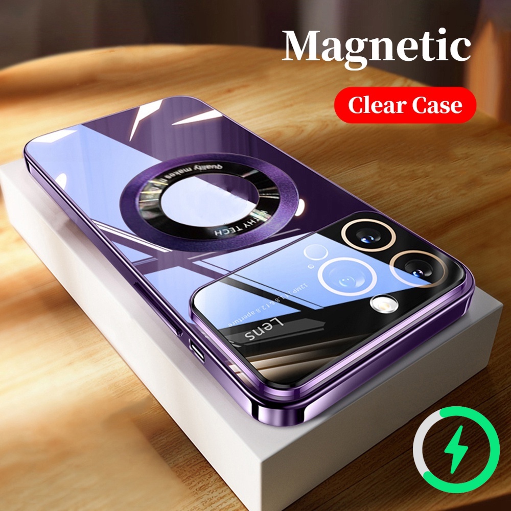 Ốp Điện Thoại Trong Suốt Từ Tính Bảo Vệ Ống Kính Máy Ảnh Cho iPhone 14 13 12 11 Pro Max 14 Plus