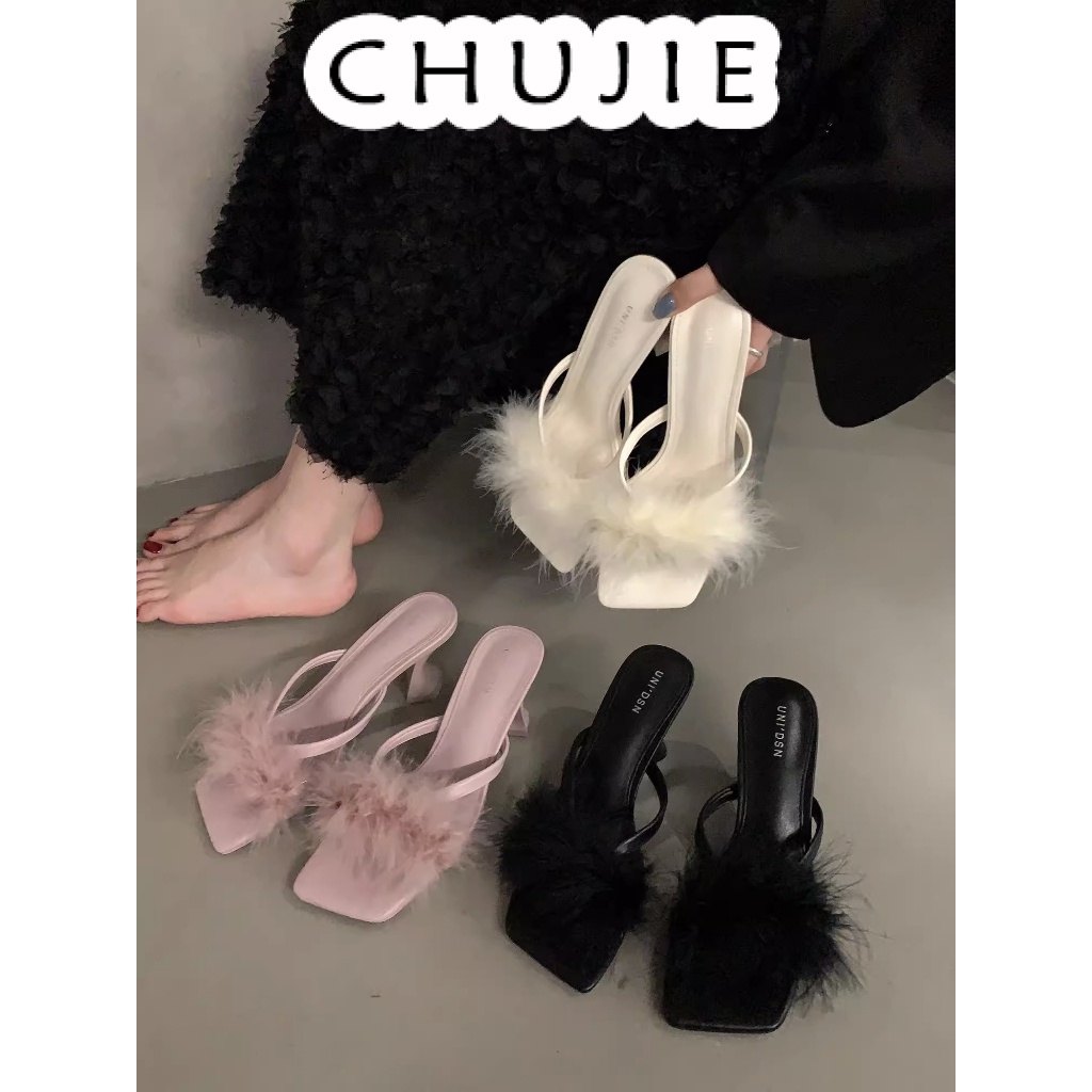 CHUJIE giày cao gót Sandal Cao Gót Hở Ngón Thiết Kế Mới Thời Trang Dành Cho Năm 2024 25Z23061306